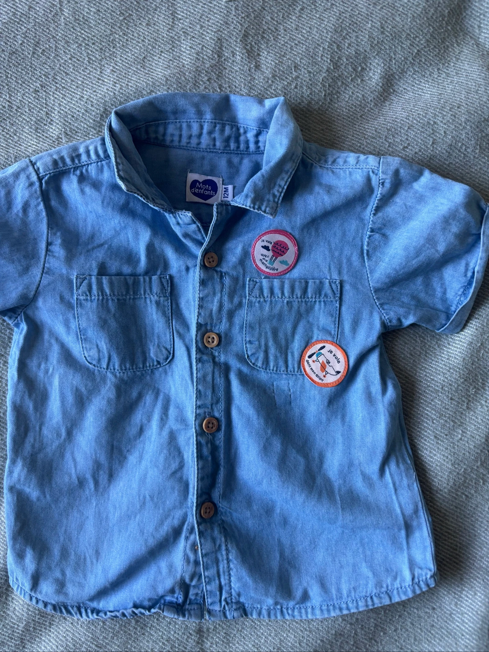 183/ Camisa de jean suave - Mots d’enfants - 12 meses – photo 2